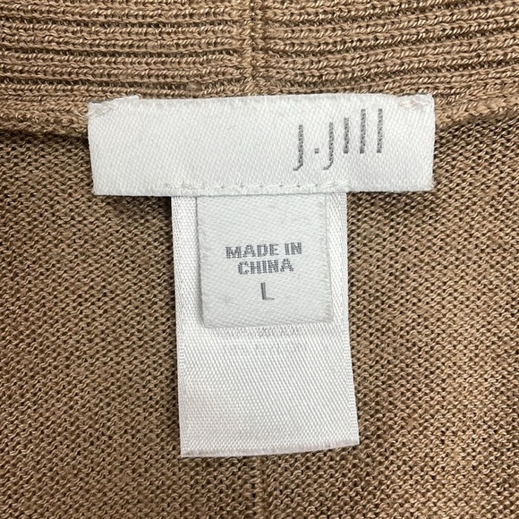 J. Jill Knit Open Front Tunic Cardigan Sweater Minimalist Neutral Tan Large - Picture 6 of 6